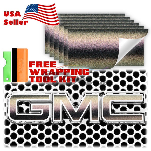 6pcs 4"x6" Chameleon Matte Metallic Color Shift GMC Emblem Overlay Vinyl Wrap