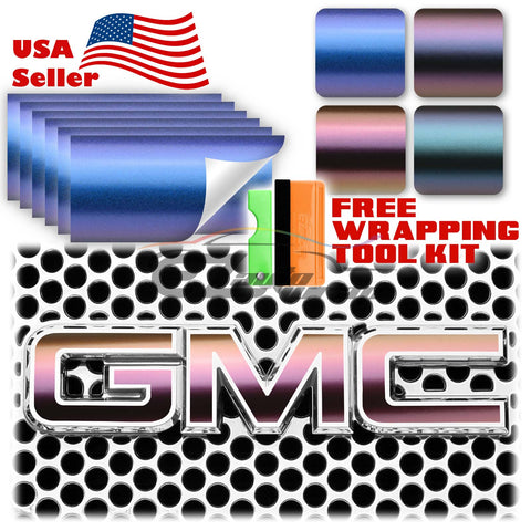 6pcs 4"x6" Chameleon Matte Color Shift GMC Emblem Overlay Vinyl Wrap