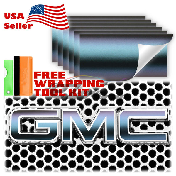 6pcs 4"x6" Chameleon Matte Color Shift GMC Emblem Overlay Vinyl Wrap