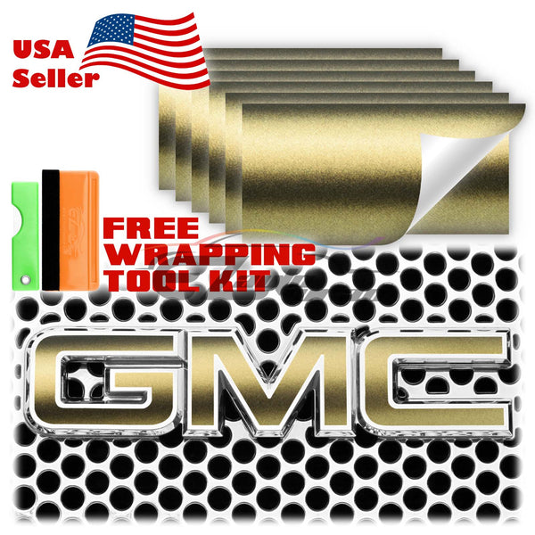 6pcs 4"x6" Matte Metallic Satin Pearl GMC Emblem Overlay Vinyl Wrap