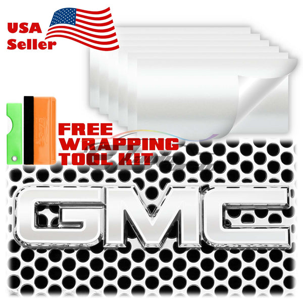 6pcs 4"x6" Matte Metallic Satin Pearl GMC Emblem Overlay Vinyl Wrap