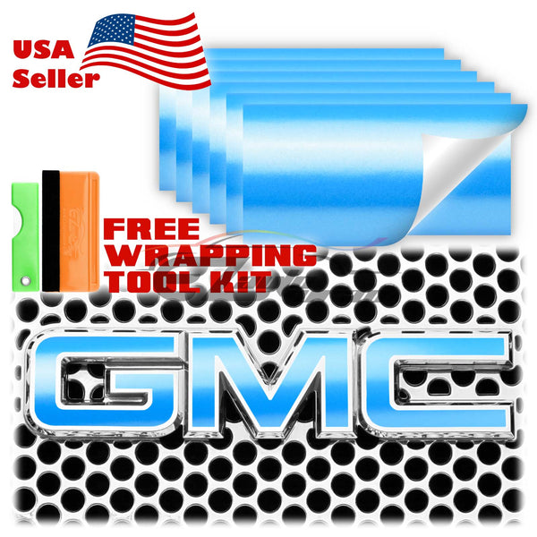 6pcs 4"x6" Matte Metallic Satin Pearl GMC Emblem Overlay Vinyl Wrap