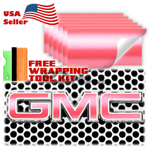 6pcs 4"x6" Matte Metallic Satin Pearl GMC Emblem Overlay Vinyl Wrap