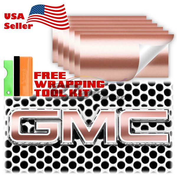 6pcs 4"x6" Matte Metallic Satin Pearl GMC Emblem Overlay Vinyl Wrap