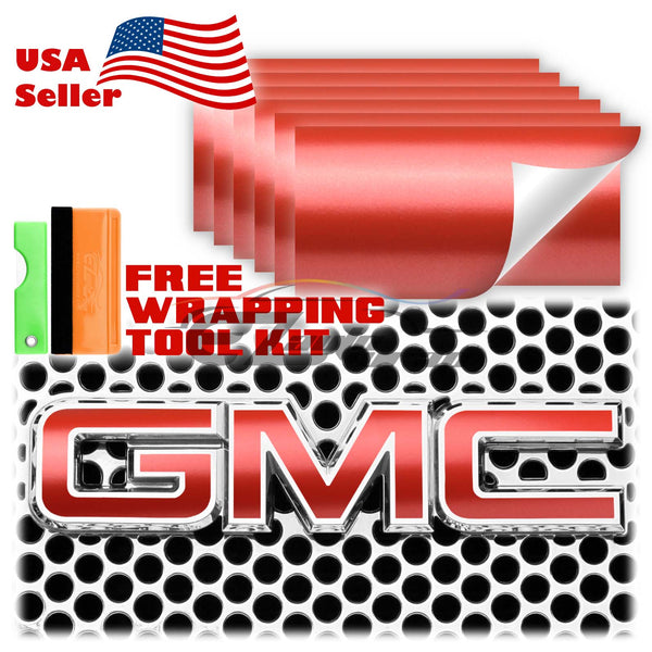 6pcs 4"x6" Matte Metallic Satin Pearl GMC Emblem Overlay Vinyl Wrap