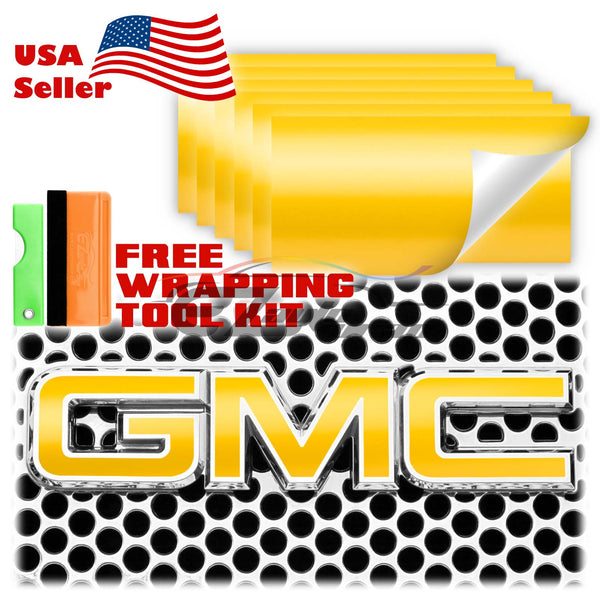 6pcs 4"x6" Matte Metallic Satin Pearl GMC Emblem Overlay Vinyl Wrap