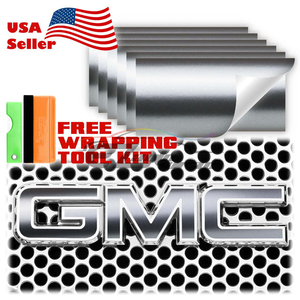 6pcs 4"x6" Matte Metallic Satin Pearl GMC Emblem Overlay Vinyl Wrap