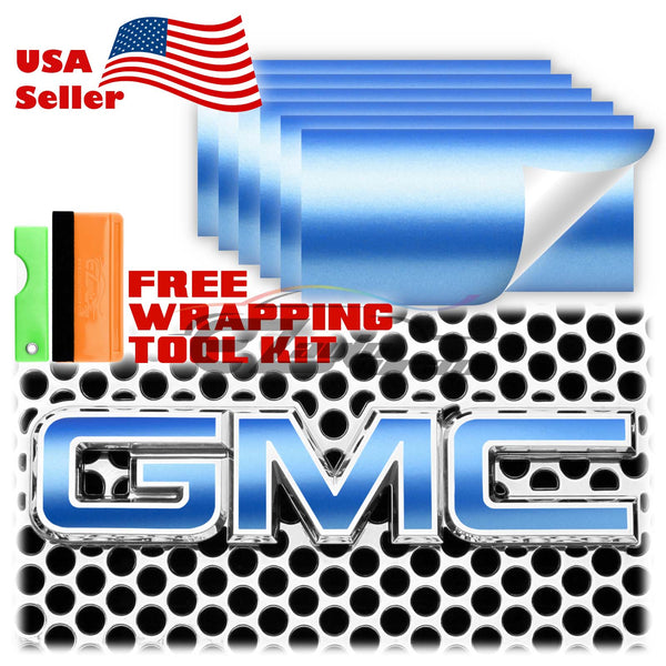 6pcs 4"x6" Matte Metallic Satin Pearl GMC Emblem Overlay Vinyl Wrap