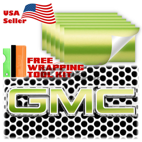 6pcs 4"x6" Matte Metallic Satin Pearl GMC Emblem Overlay Vinyl Wrap