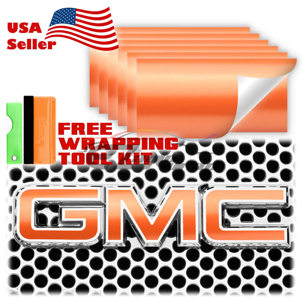 6pcs 4"x6" Matte Metallic Satin Pearl GMC Emblem Overlay Vinyl Wrap