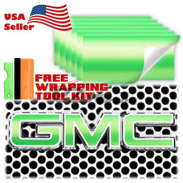 6pcs 4"x6" Matte Metallic Satin Pearl GMC Emblem Overlay Vinyl Wrap
