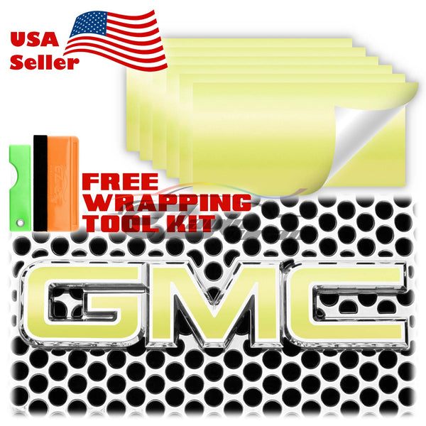 6pcs 4"x6" Matte Metallic Satin Pearl GMC Emblem Overlay Vinyl Wrap