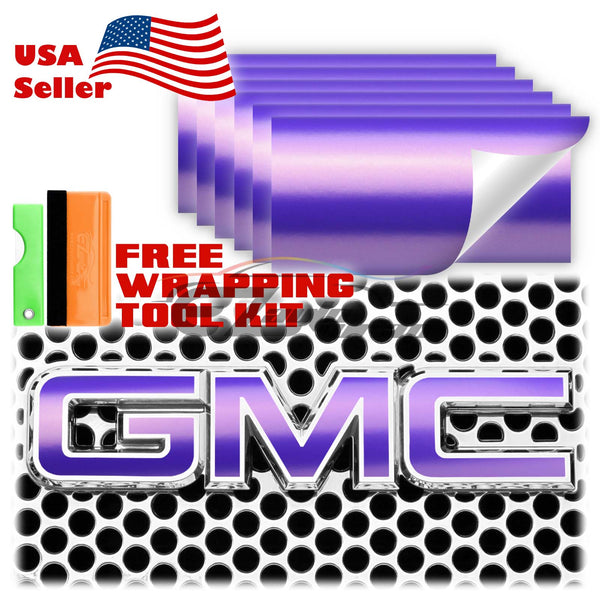 6pcs 4"x6" Matte Metallic Satin Pearl GMC Emblem Overlay Vinyl Wrap