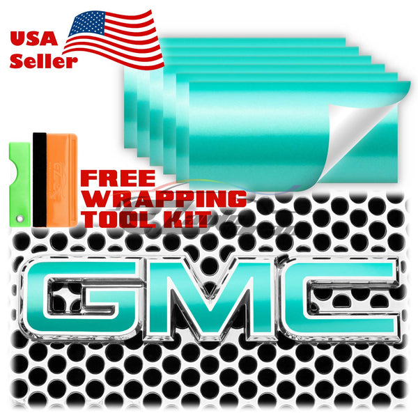 6pcs 4"x6" Matte Metallic Satin Pearl GMC Emblem Overlay Vinyl Wrap