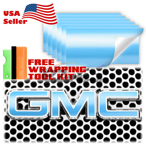 6pcs 4"x6" Matte Metallic Satin Pearl GMC Emblem Overlay Vinyl Wrap