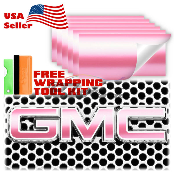 6pcs 4"x6" Matte Metallic Satin Pearl GMC Emblem Overlay Vinyl Wrap