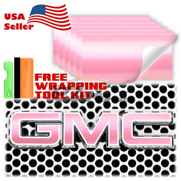 6pcs 4"x6" Matte Metallic Satin Pearl GMC Emblem Overlay Vinyl Wrap