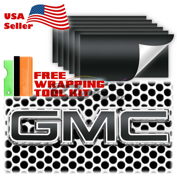 6pcs 4"x6" Satin Chrome GMC Emblem Overlay Vinyl Wrap