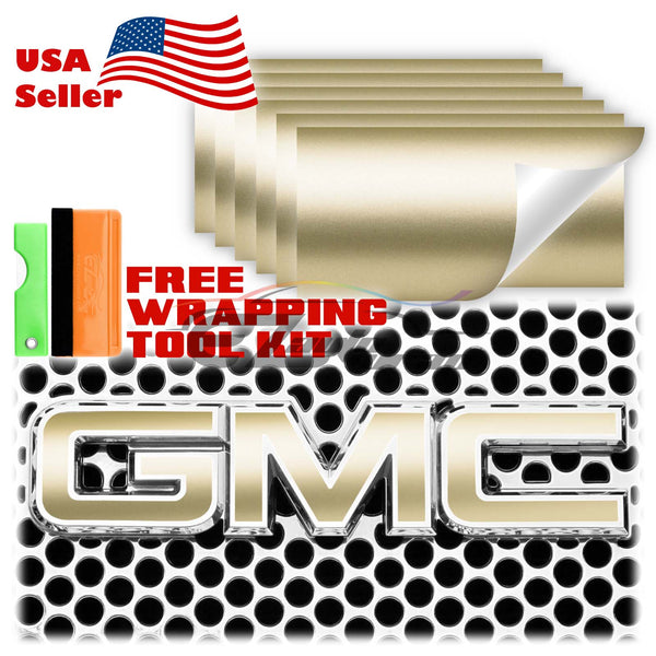 6pcs 4"x6" Satin Chrome GMC Emblem Overlay Vinyl Wrap