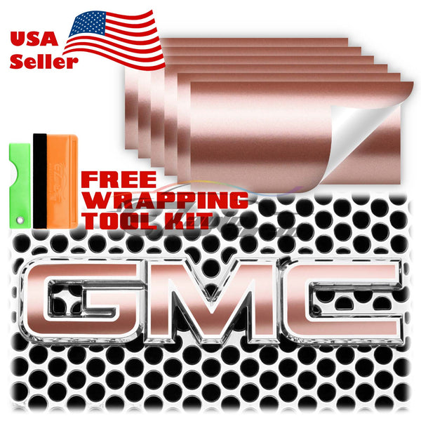 6pcs 4"x6" Satin Chrome GMC Emblem Overlay Vinyl Wrap