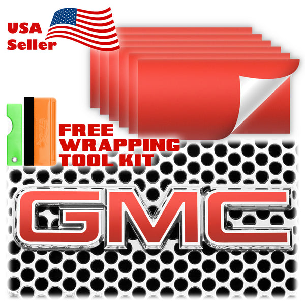 6pcs 4"x6" Ultra Matte GMC Emblem Overlay Vinyl Wrap
