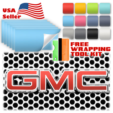 6pcs 4"x6" Ultra Matte GMC Emblem Overlay Vinyl Wrap