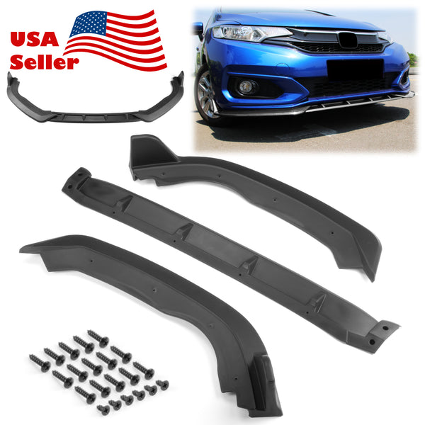 3pcs Front Bumper Lip for Honda Fit 2018-2020 PC-89685 (Carbon Fiber Textured Black / Gloss Black / Matte Black)