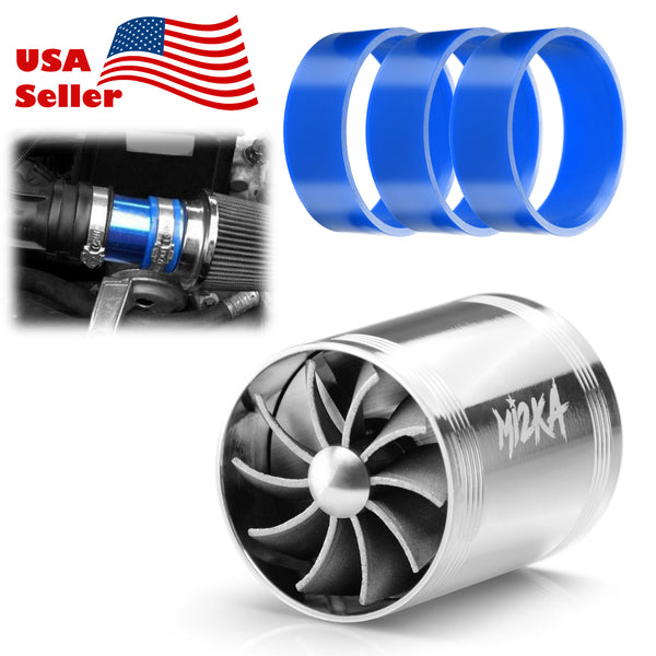 Turbine Air Intake Double Turbo Fan System 2.5"-3.0" (Black / Blue / Neo Chrome / Red / Silver)