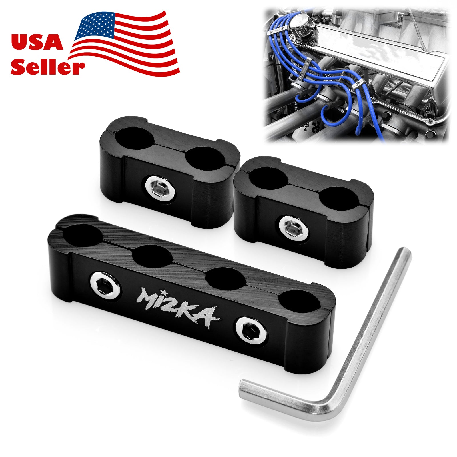 3pc Aluminum Spark Plug Wire Separator (Black / Blue / Bronze / Champagne Gold / Gold / Gray / Green / Neo Chrome / Orange / Purple / Red / Silver)