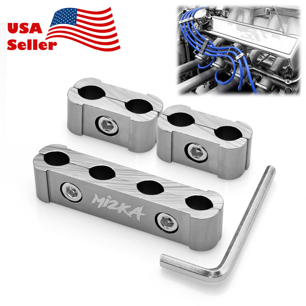 3pc Aluminum Spark Plug Wire Separator (Black / Blue / Bronze / Champagne Gold / Gold / Gray / Green / Neo Chrome / Orange / Purple / Red / Silver)
