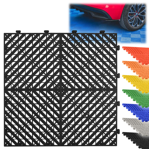 Polypropylene Plastic Tile Pack of 42 Pieces (Black / Blue / Gray / Green / Orange / Red / Yellow)