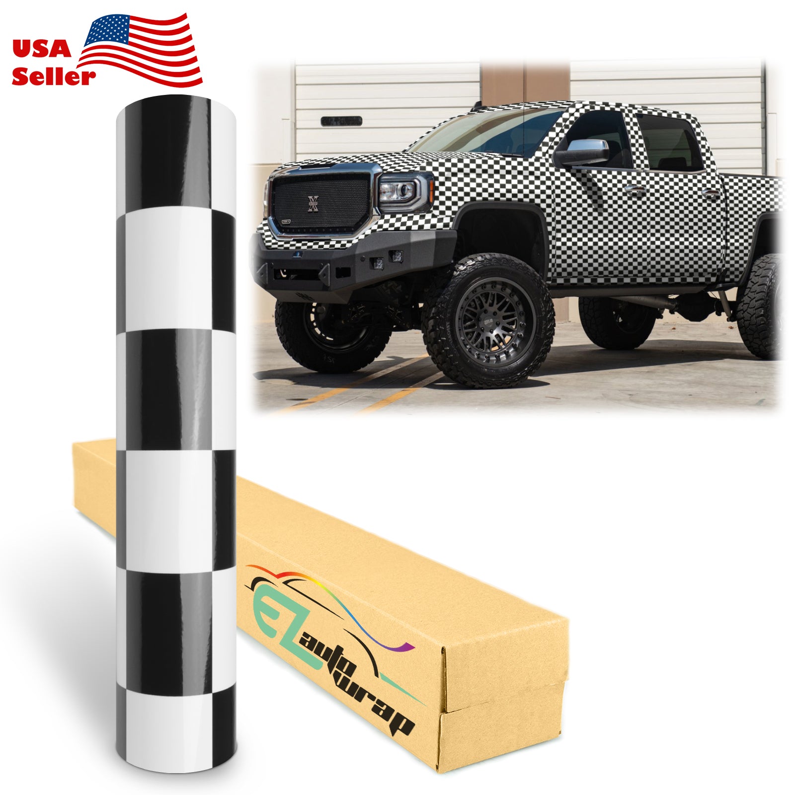 Camouflage Checker Black White Vinyl Wrap
