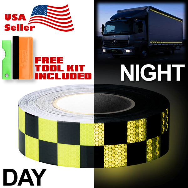 Reflective Safety Checker Tape 2 Inches x 120 Feet