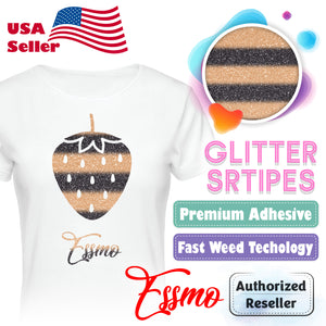 ESSMO™ Black Gold Glitter Stripes Heat Transfer Vinyl HTV GS02
