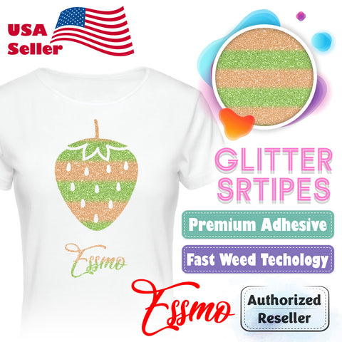 ESSMO™ Melon Glitter Stripes Heat Transfer Vinyl HTV GS04