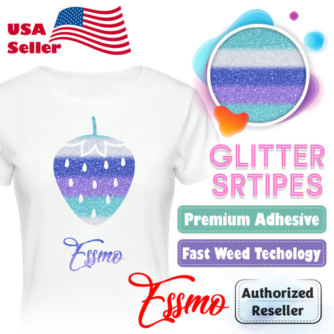 ESSMO™ Unicorn Glitter Stripes Heat Transfer Vinyl HTV GS07