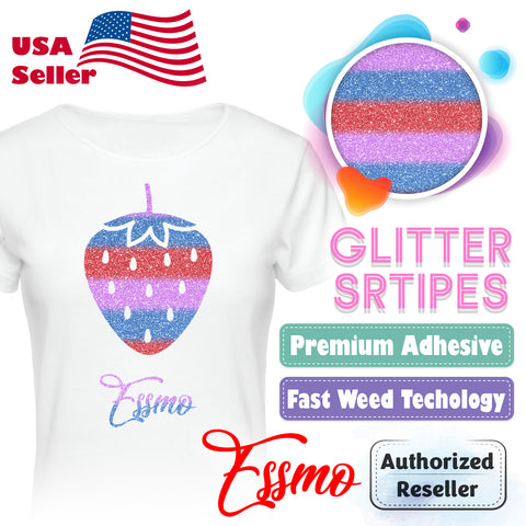 ESSMO™ Retro Neon Glitter Stripes Heat Transfer Vinyl HTV GS12