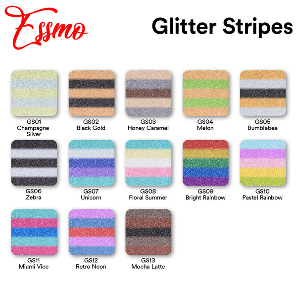 ESSMO™ Unicorn Glitter Stripes Heat Transfer Vinyl HTV GS07