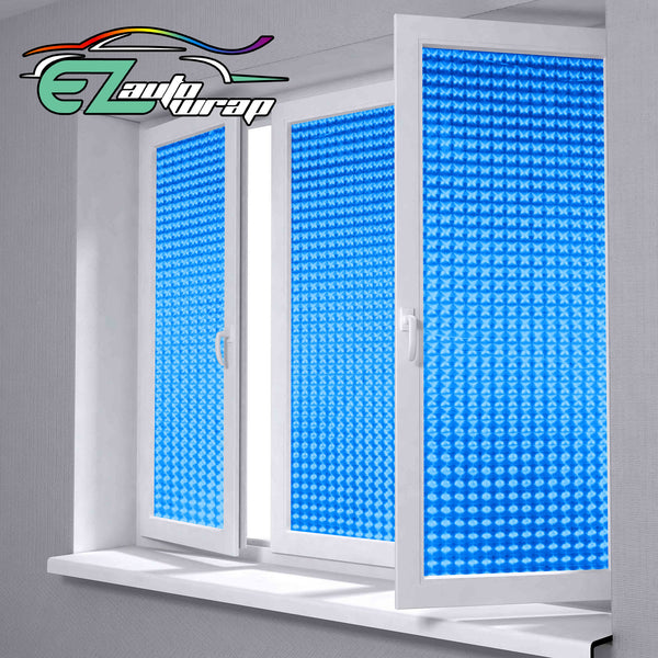 Frosted Film Cat Eye Style Intense Blue Glass Window