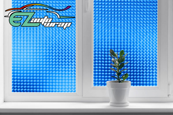 Frosted Film Cat Eye Style Intense Blue Glass Window