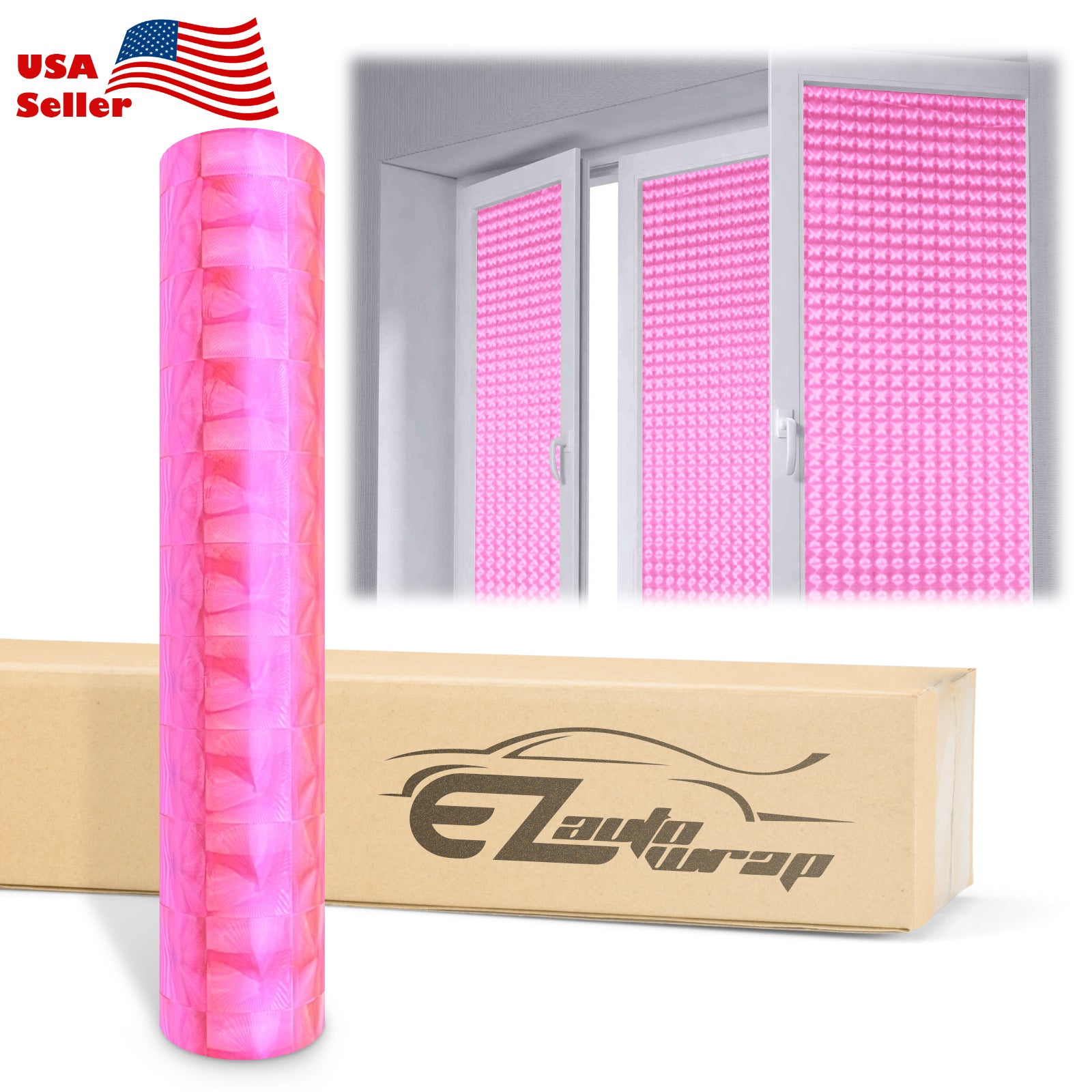 Frosted Film Cat Eye Style Pink Glass Window