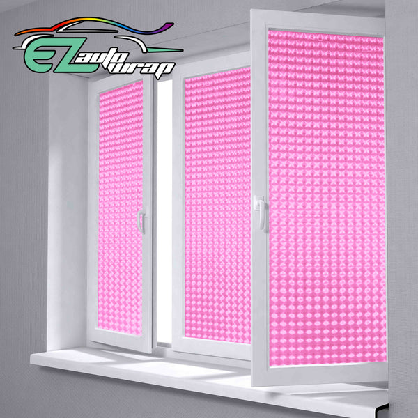 Frosted Film Cat Eye Style Pink Glass Window