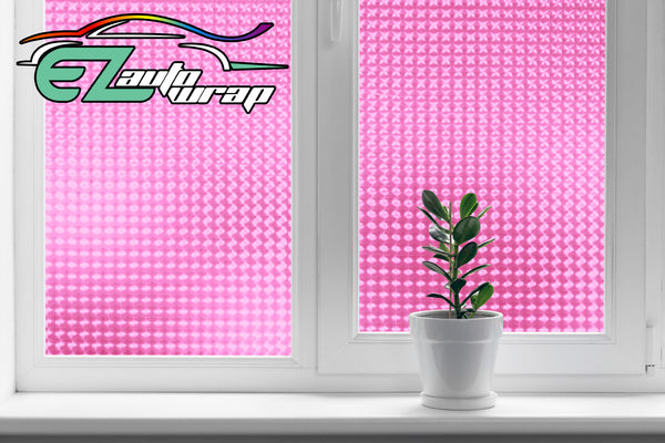 Frosted Film Cat Eye Style Pink Glass Window