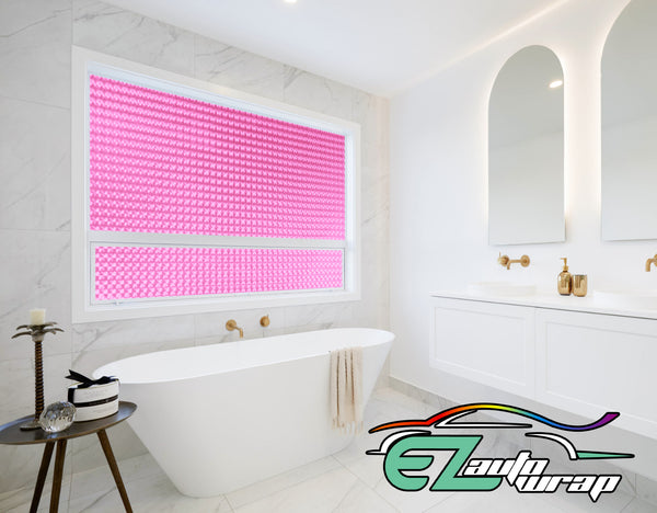 Frosted Film Cat Eye Style Pink Glass Window
