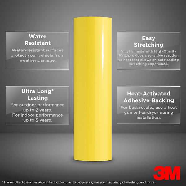 Genuine 3M 2080 Series G15 Gloss Bright Yellow Vinyl Wrap