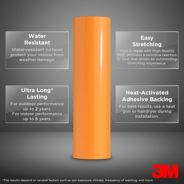 Genuine 3M 2080 Series G54 Gloss Bright Orange Vinyl Wrap