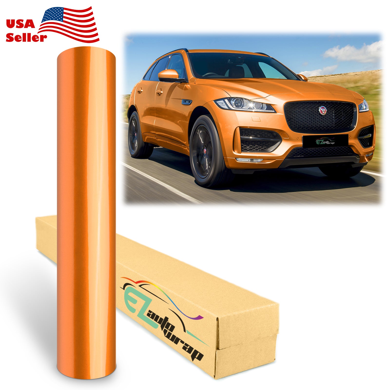 Gloss Metallic Orange Vinyl Wrap