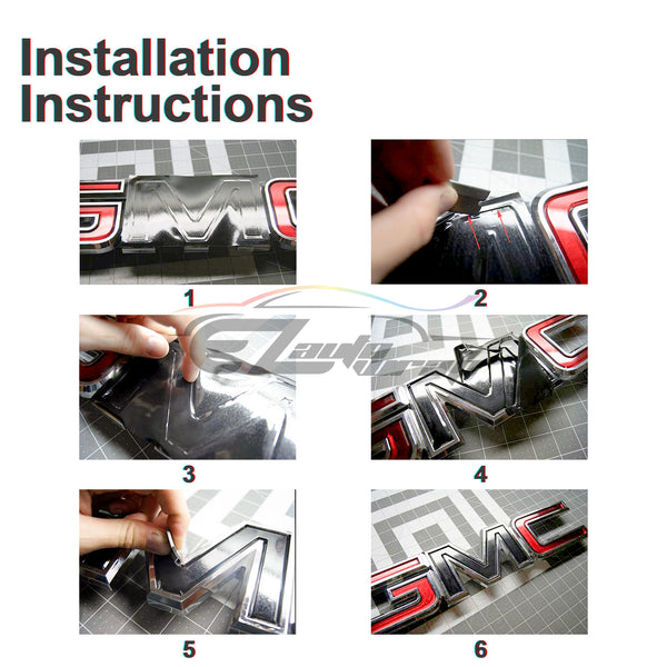 6pcs 4"x6" Matte GMC Emblem Overlay Vinyl Wrap