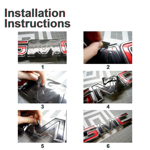 6pcs 4"x6" Ultra Matte GMC Emblem Overlay Vinyl Wrap