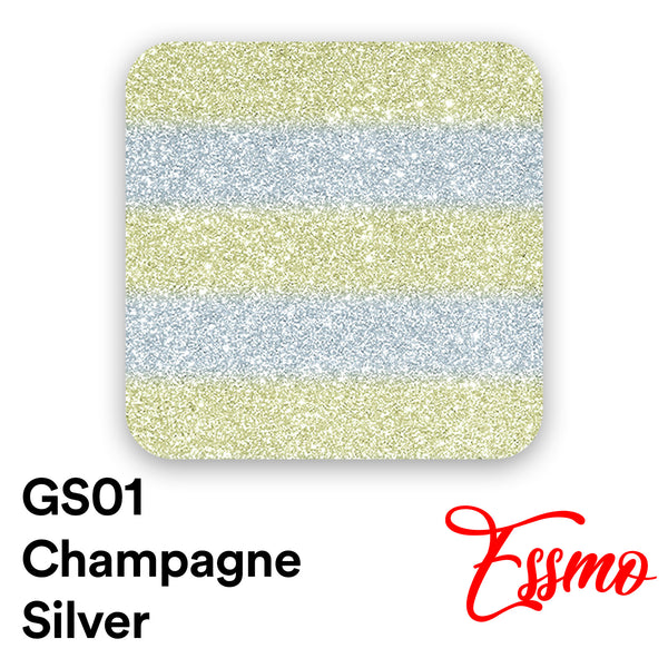 ESSMO™ Champagne Silver Glitter Stripes Heat Transfer Vinyl HTV GS01